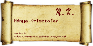 Mánya Krisztofer névjegykártya
